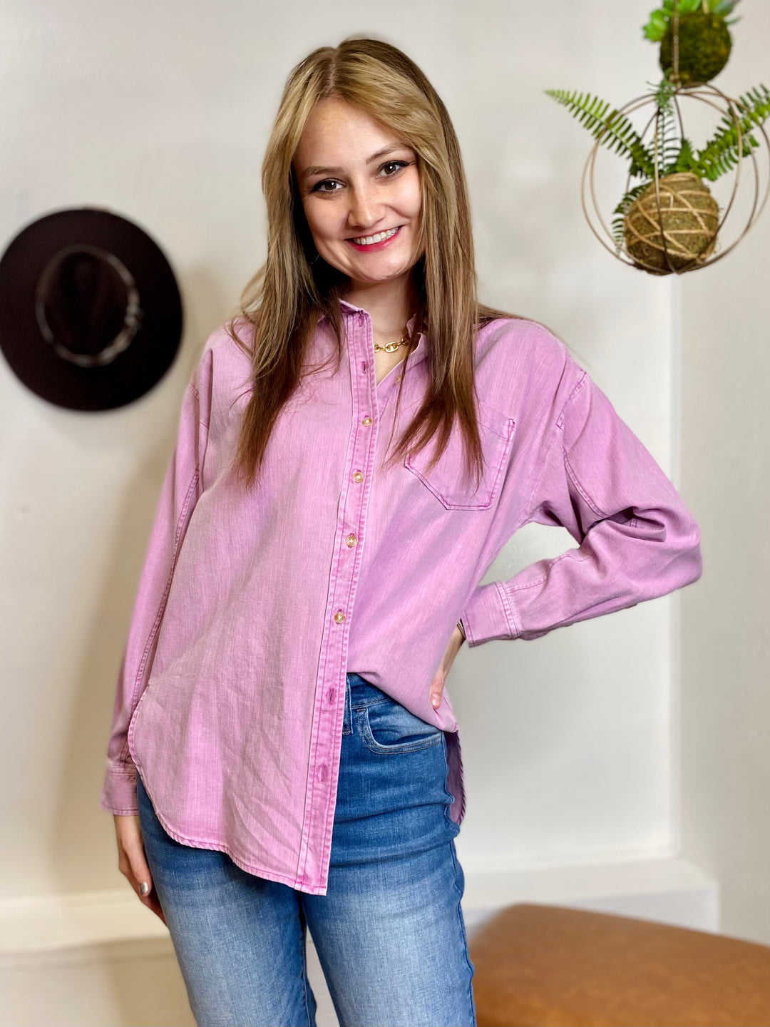 Sandy Pink Long Sleeve Top VELVET HEART-Tops-Anatomy Clothing Boutique in Brenham, Texas